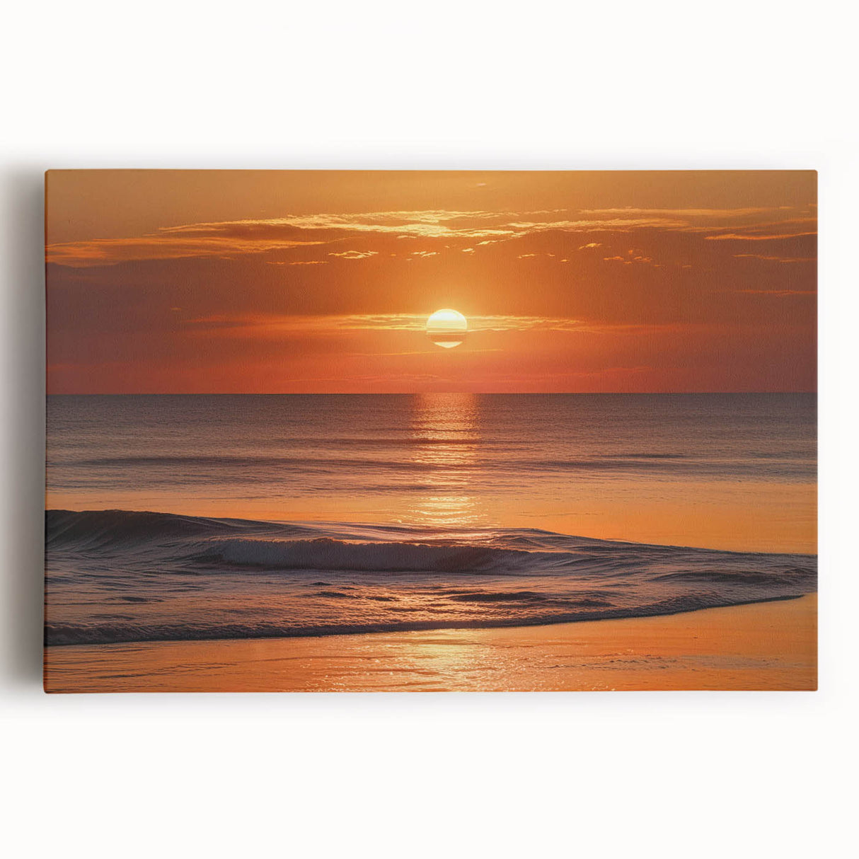 Stretched canvas featuring a vibrant seascape design with calming blues and greens, showcasing gentle waves and serene skies, perfect for coastal decor.