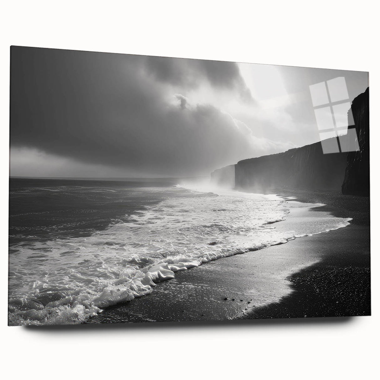 Acrylic glass wall art from the Landscapes & Seascapes Design collection, showcasing a vibrant coastal scene with rich blues and greens, perfect for modern decor.