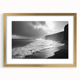 Framed gold wall art from the Landscapes & Seascapes Design 55 collection, showcasing a serene coastal scene with soft colors, ideal for home decor.