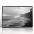 Framed acrylic wall art featuring a stunning seascape design with rich blues and soft whites, perfect for modern home decor. Showcases a black frame and adds elegance to any room.