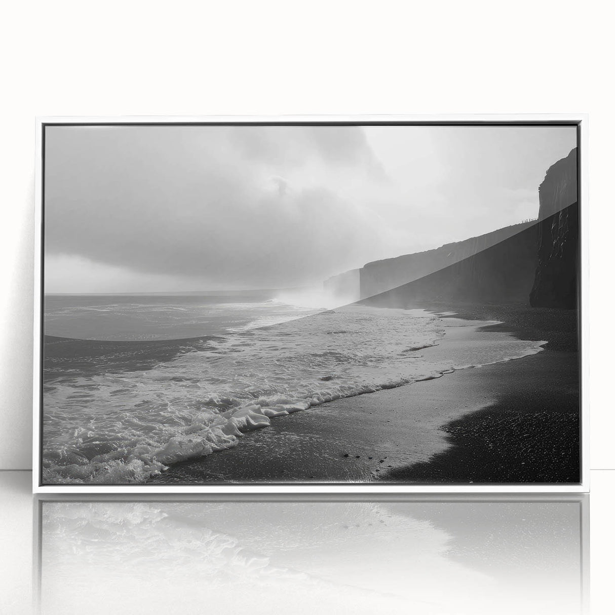 Framed wall art collection showcasing a vibrant seascape design with acrylic finish, set against a sleek white frame, ideal for coastal-themed decor.