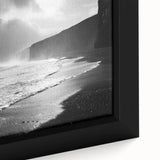 Close-up of a framed canvas wall art piece from the Landscapes & Seascapes collection, showcasing vivid colors and intricate details of ocean waves and sandy beaches, ideal for home decor.