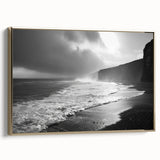 Framed canvas wall art from the Landscapes & Seascapes collection, showcasing a vibrant coastal scene with golden accents, perfect for modern home decor.