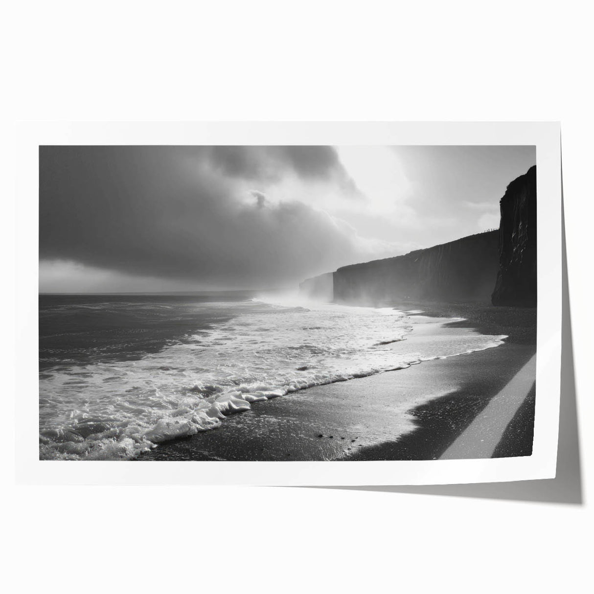 Abstract seascape wall art print showcasing vibrant blues and serene waves, rolled for easy transport and display, perfect for coastal-themed decor.