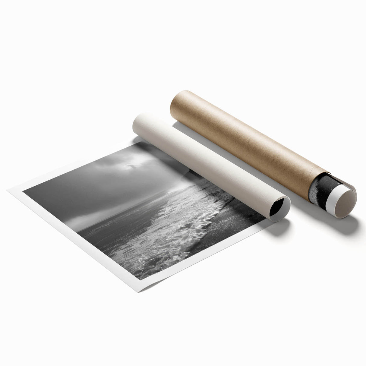 Vibrant rolled canvas print showcasing a serene seascape design with calming blue and green hues, perfect for enhancing any coastal-themed decor.