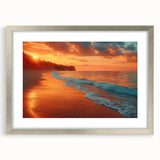 Framed wall art from the Landscapes & Seascapes collection, featuring a serene ocean view with a silver mat and sleek frame, perfect for enhancing modern decor.