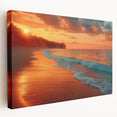 Stretched canvas wall art from the Landscapes & Seascapes collection, showcasing a serene ocean view with vibrant blues and soft clouds, ideal for home decor.