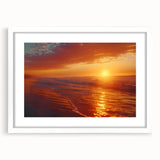 Elegant wall art collection featuring a seascape design in a white frame with matting, showcasing calming ocean waves and a serene sky, perfect for home decor.