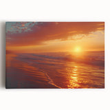 Stretched canvas wall art showcasing a vibrant seascape design with rich blues and greens, ideal for home decor, adding a calming oceanic touch to any room.