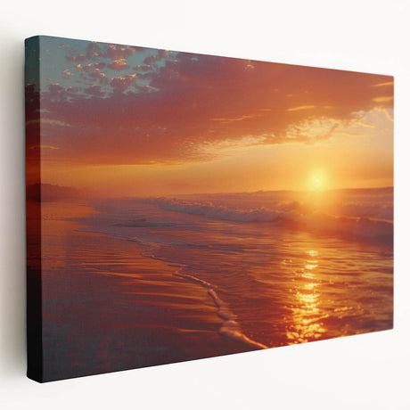 Stretched canvas wall art showcasing a serene seascape design with vibrant blues and greens, perfect for coastal-themed decor and home aesthetics.