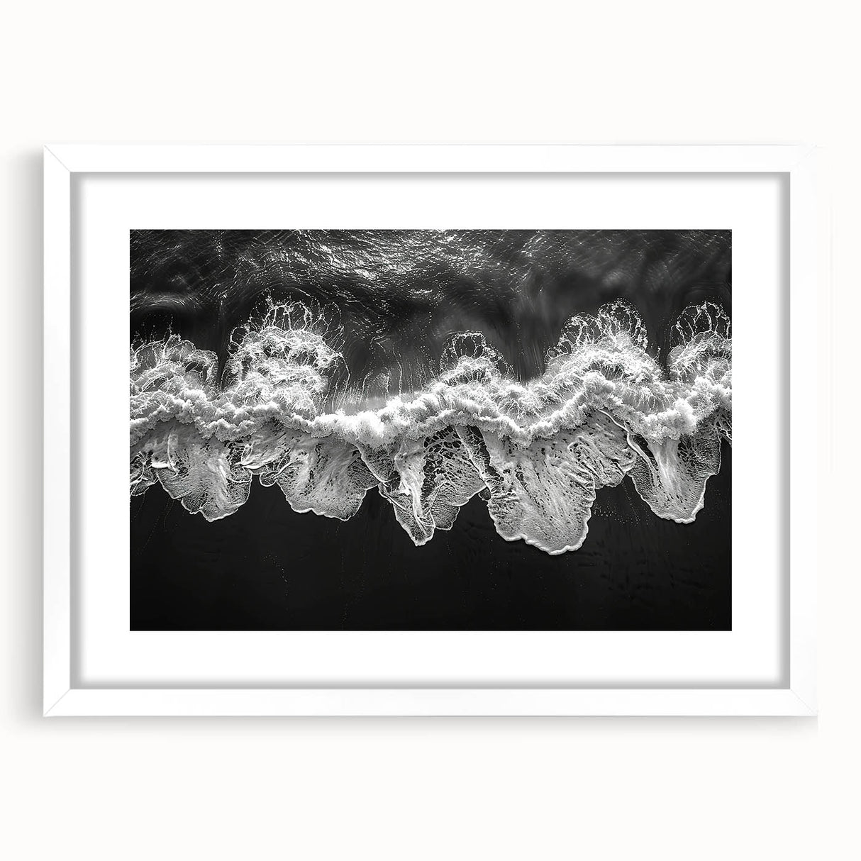 Framed wall art collection featuring a serene seascape design with a white mat and sleek frame, perfect for enhancing coastal decor in modern interiors.