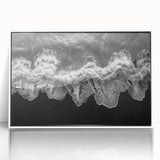 Framed wall art collection showcasing a serene seascape design with vibrant blue ocean hues, elegantly displayed in a white frame, perfect for enhancing modern decor.