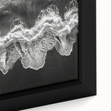 Framed canvas wall art showcasing a vibrant seascape design, featuring deep blue ocean waves and a colorful sunset, perfect for coastal decor enthusiasts.