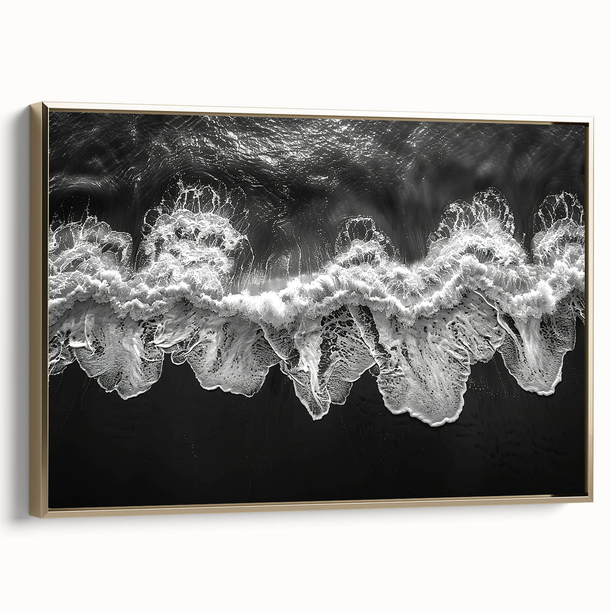 Framed wall art collection showcasing a serene seascape design, featuring calming blue tones and gold accents. Ideal for modern home décor, enhancing tranquility in any room.