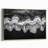 Framed canvas wall art from the Landscapes & Seascapes collection, showcasing a serene ocean view with gentle waves, set in a sleek silver frame. Perfect for enhancing living space decor.
