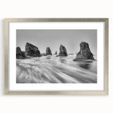 Framed silver mat wall art collection showcasing a vibrant seascape design, featuring rich ocean colors and dynamic wave patterns, perfect for coastal decor.