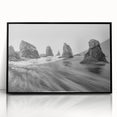 Framed acrylic wall art featuring a vibrant seascape design, showcasing dynamic waves and a striking color palette of blues and greens, perfect for coastal decor.