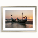 Framed wall art collection showcasing serene seascape landscapes, featuring a silver matte finish and elegant design, perfect for enhancing home decor.