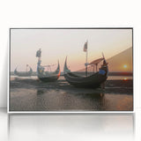 Framed acrylic wall art featuring a serene seascape design with soft blue and white hues, ideal for enhancing modern home decor. The collection showcases calming coastal imagery, perfect for creating a tranquil atmosphere in any room.