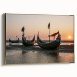 Framed canvas wall art featuring a serene seascape design with golden accents, showcasing gentle waves and a tranquil sky, ideal for home decor.
