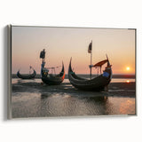 Framed canvas wall art from the Landscapes & Seascapes collection, showcasing a serene coastal scene with silver accents, perfect for modern home decor.