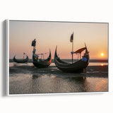 Framed white canvas wall art showcasing a serene seascape design, featuring soft blues and greens, perfect for coastal decor and enhancing living spaces.