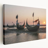 Stretched canvas wall art featuring a serene seascape design with vibrant blue and green hues, elegantly displayed in a modern setting, perfect for coastal decor enthusiasts.