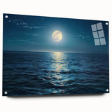 Acrylic glass wall art collection displaying a vibrant seascape design, showcasing a side view with clear pins for mounting, perfect for coastal-themed decor.