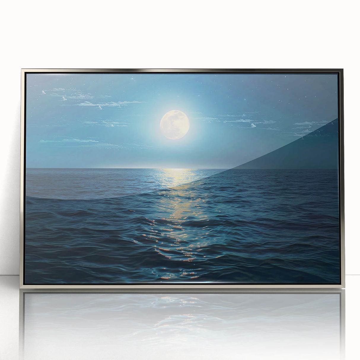 Framed acrylic wall art collection showcasing stunning landscapes and seascapes in a silver frame. Ideal for enhancing modern home decor with vibrant colors and serene imagery. Perfect for art enthusiasts looking to elevate their living space.