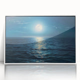 Framed acrylic wall art collection showcasing a serene seascape landscape with vibrant blues and whites, perfect for enhancing modern home decor.