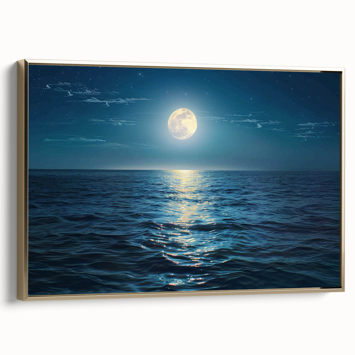 Framed canvas wall art collection showcasing a serene seascape design with gold accents and a textured surface, perfect for modern home decor.