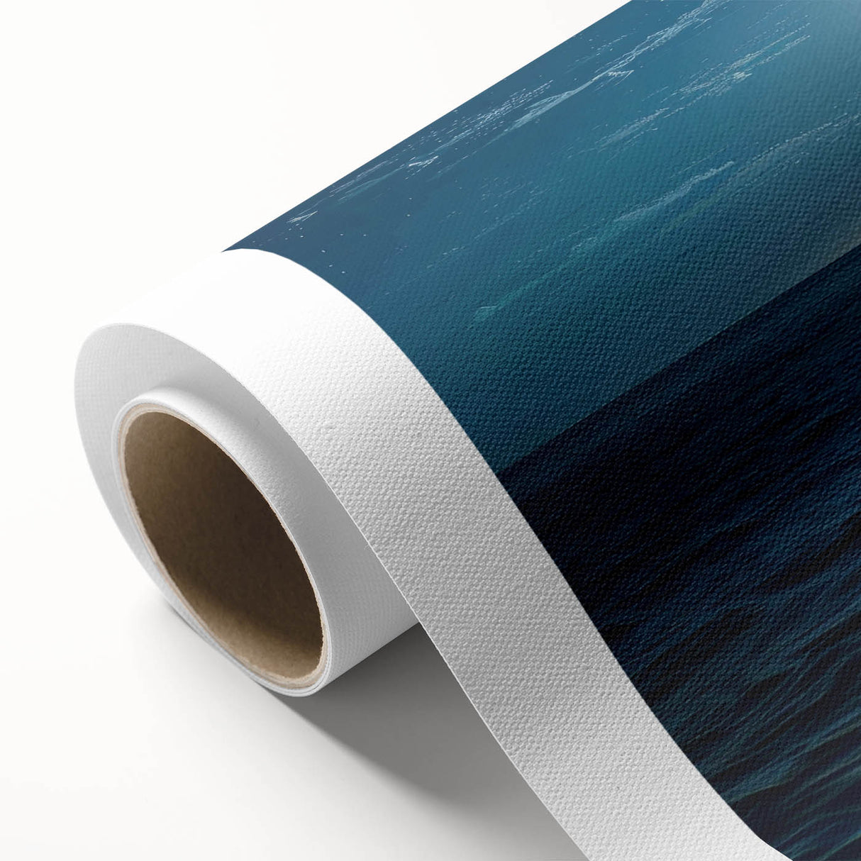 Vibrant rolled canvas showcasing a stunning seascape design, featuring dynamic waves and a colorful sunset, designed to enhance any coastal-themed decor.
