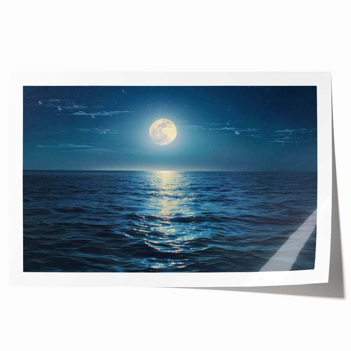 Vibrant rolled print showcasing a stunning seascape wall art design, featuring rich blues and greens, ideal for home decor enhancement. Packaged securely for shipping.