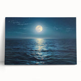 Stretched canvas wall art collection showcasing serene landscapes and vibrant seascapes, elegantly leaning against a wall, perfect for home decor enthusiasts.