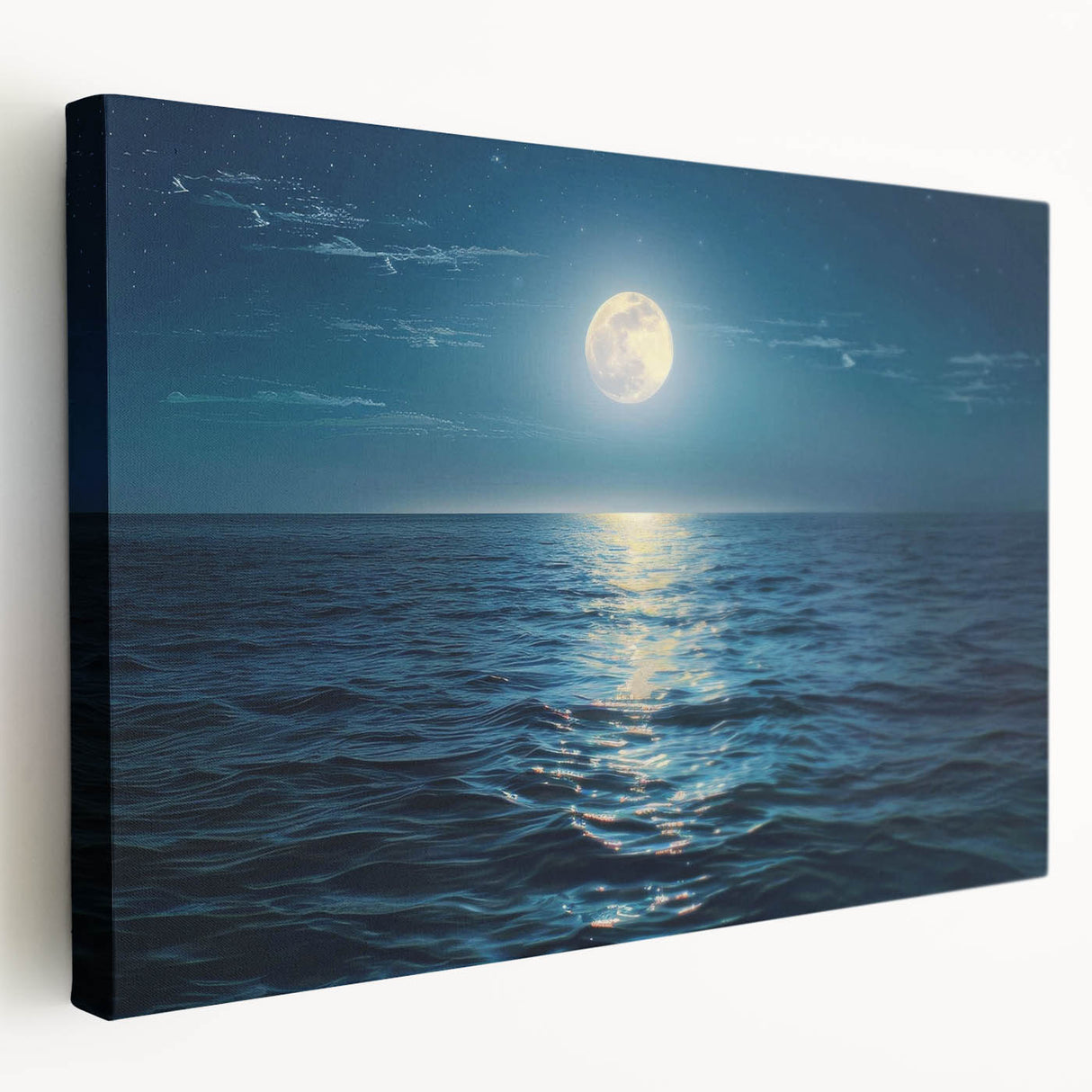 Stretched canvas showcasing a vibrant seascape design with calming blue tones, ideal for coastal-themed decor. Perfect for enhancing any living space or gallery wall.