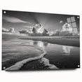 Acrylic glass wall art collection showcasing a vibrant seascape design, displayed in a stylish side view with decorative pins, perfect for modern home decor.