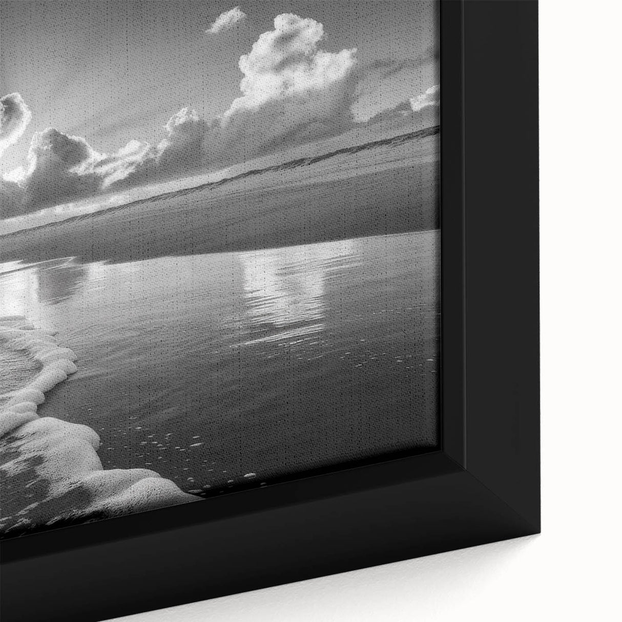 Framed canvas wall art showcasing a vibrant seascape design with blue and green hues, emphasizing intricate details and textures. Ideal for coastal-inspired decor.