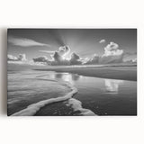 Stretched canvas wall art showcasing a vibrant seascape design, featuring deep blues and soft whites, ideal for enhancing coastal-themed interiors.