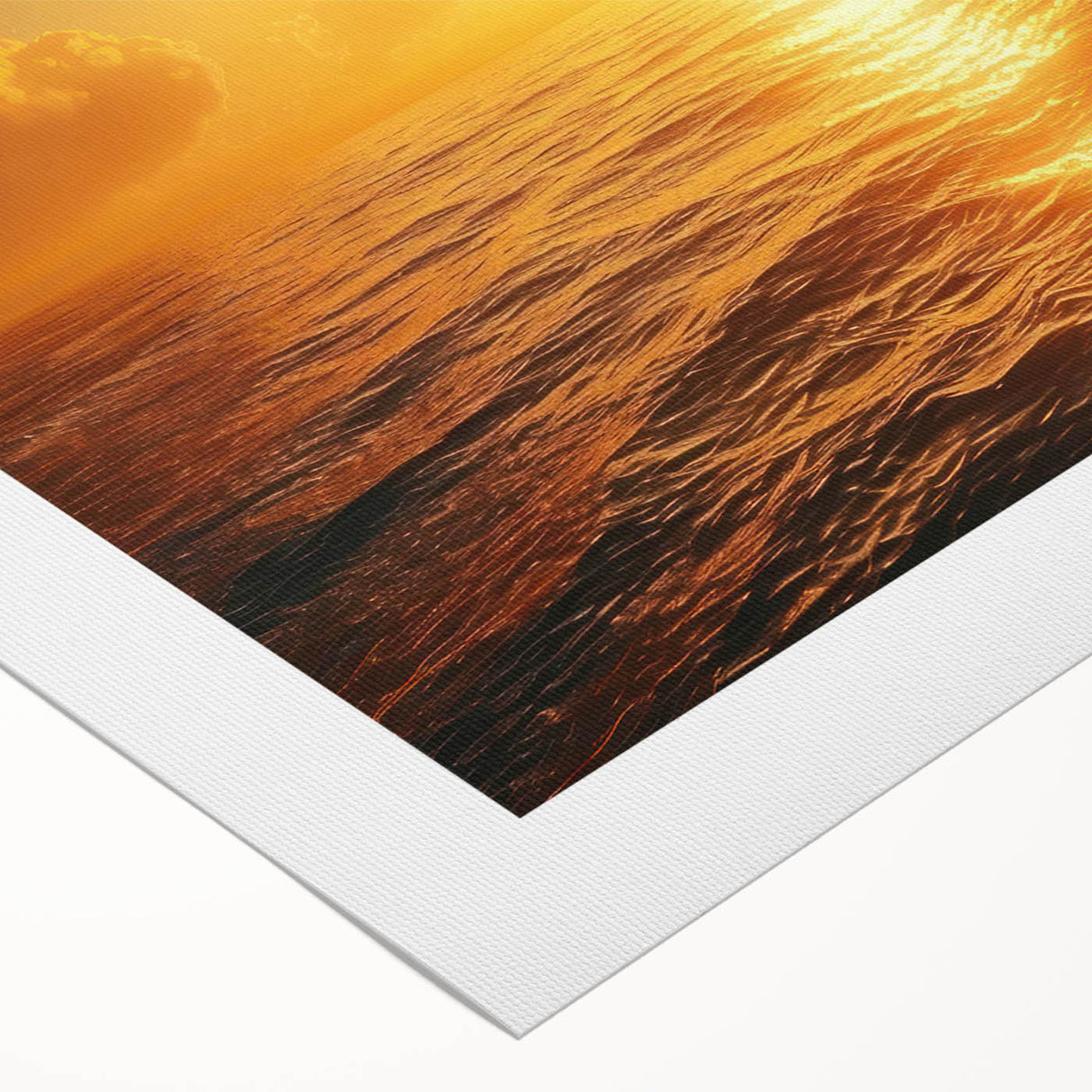 Rolled canvas artwork showcasing a vibrant seascape design with vivid blue hues and dynamic waves, perfect for coastal-themed decor. Packaged securely in a durable tube.