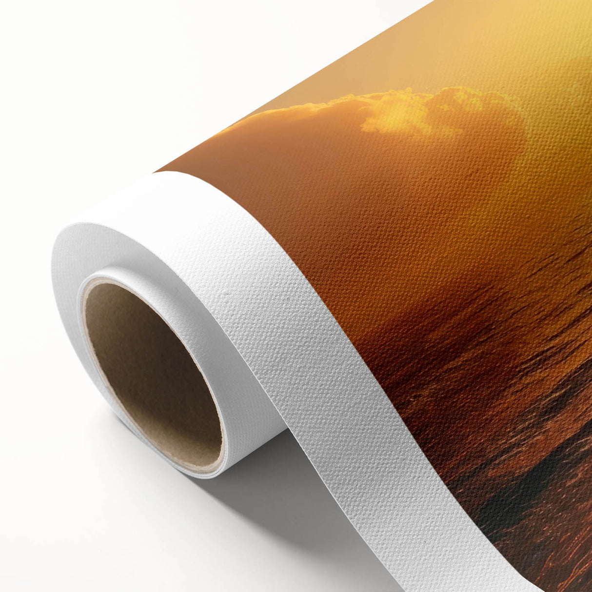 Vibrant rolled canvas artwork showcasing a serene seascape design with soft pastel colors, perfect for home decor, elegantly packaged for protection.
