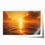 Vibrant landscape seascape wall art print showcasing vivid blues and greens, rolled for easy display, perfect for enhancing modern home decor.