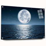 Acrylic glass wall art collection showcasing vibrant seascapes and landscapes, elegantly displayed from a side view with visible mounting pins, perfect for modern home decor.
