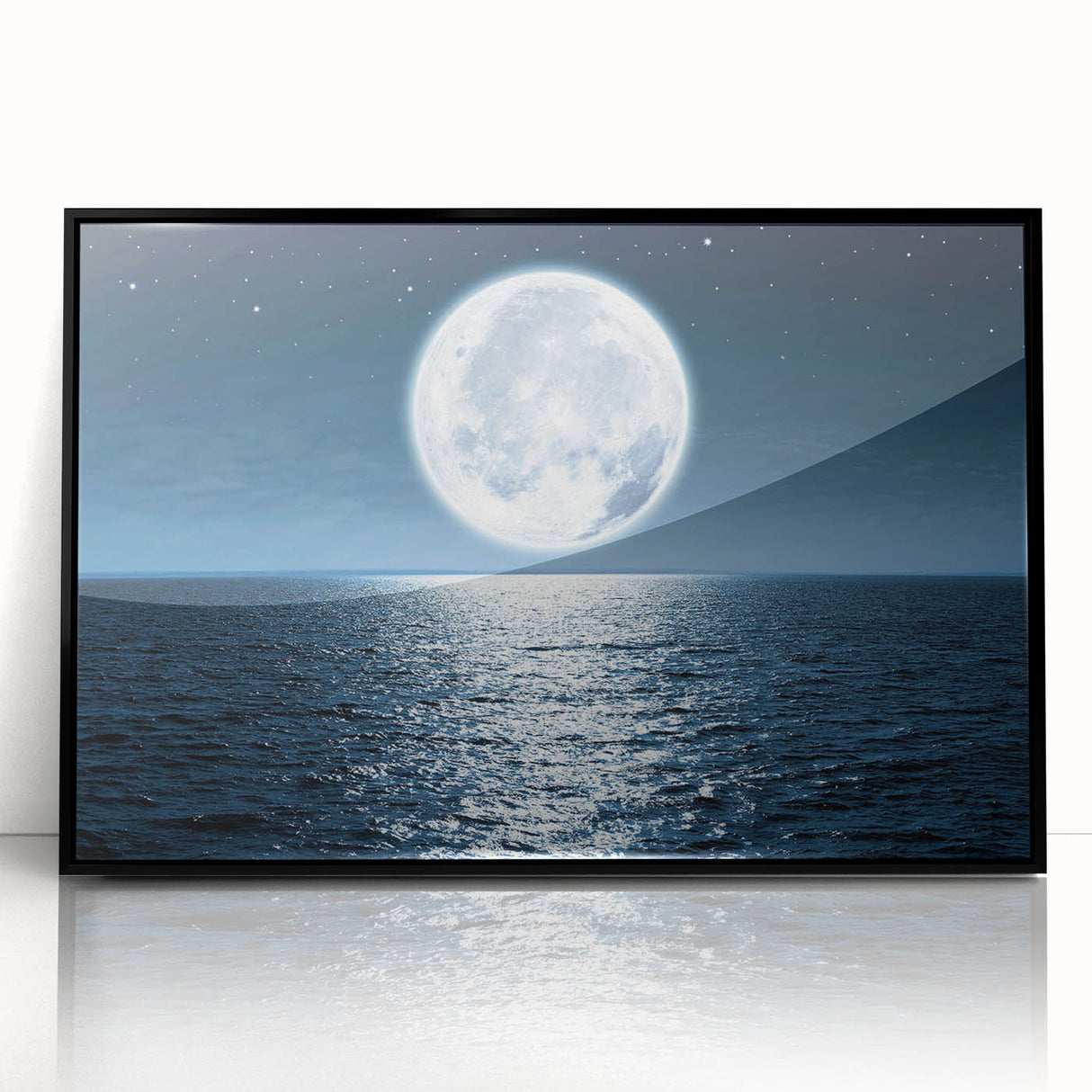 Framed acrylic wall art featuring a serene seascape design, showcasing calming blue and green hues, ideal for coastal-themed decor. Perfect for enhancing living spaces with a touch of tranquility.