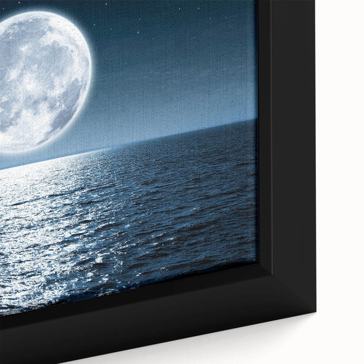 Framed canvas wall art featuring a vibrant seascape design with rich blues and greens, showcasing waves crashing against rocks, ideal for coastal decor.