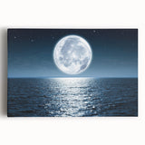 Stretched canvas wall art featuring a serene seascape design, showcasing vibrant blue ocean waves and a soft sunset, perfect for coastal-themed decor.