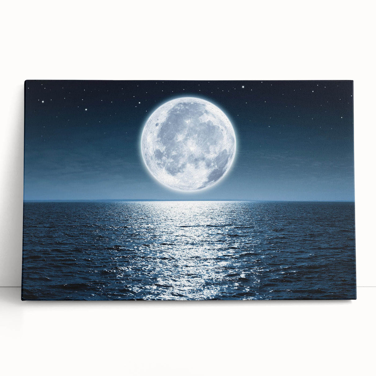 Stretched canvas wall art showcasing a serene seascape design, featuring calming blue and green hues, perfect for coastal home decor or relaxation spaces.