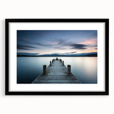 Framed wall art featuring a stunning seascape design in a sleek black frame, complete with a white mat for an elegant presentation, ideal for home decor.