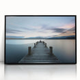 Framed acrylic wall art showcasing a serene seascape design with vibrant blues and greens, featuring a black frame for an elegant finish, ideal for home decor.