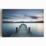 Stretched canvas wall art showcasing a serene seascape design with vibrant blues and gentle waves, ideal for coastal-themed home decor. Perfect for adding tranquility to any living space.