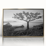 Framed acrylic wall art from the Landscapes & Seascapes collection, showcasing a vibrant coastal scene with gold accents, ideal for modern home decor.